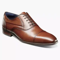 Stacy Adams Kallum Mens Cognac Brown Lace-up Oxford Leather Dress Shoes