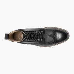 Stacy Adams Mens Finnegan Black Wingtip Lace-up Leather Dress Boot