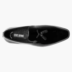 Stacy Adams Mens Solid Black Tassel Slip On Patent Leather Tuxedo Dress Shoes