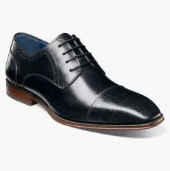 Stacy Adams Penley Men's Black Leather Cap Toe Oxford Dress Shoes