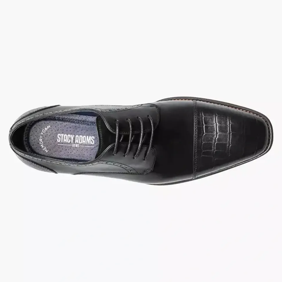 Stacy Adams Penley Men's Black Leather Cap Toe Oxford Dress Shoes