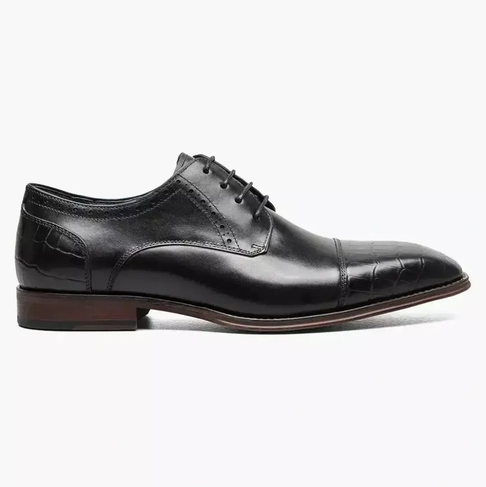 Stacy Adams Penley Men's Black Leather Cap Toe Oxford Dress Shoes