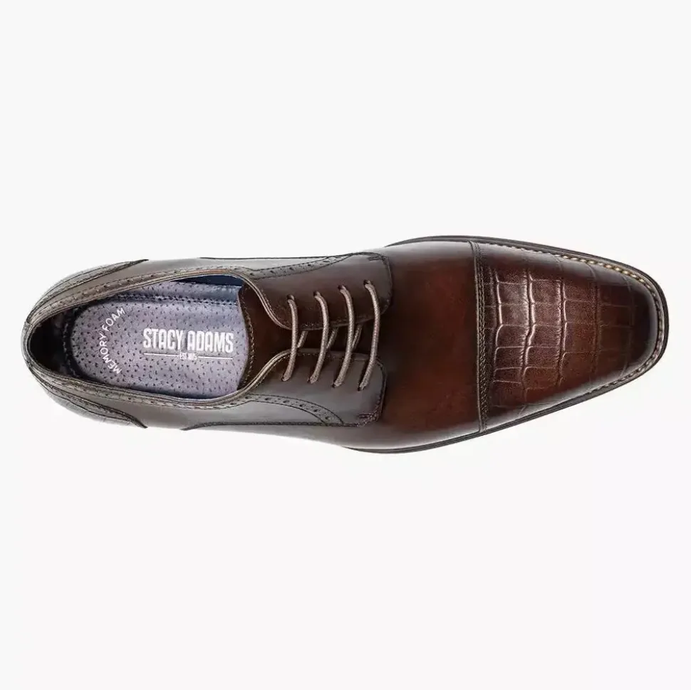 Stacy Adams Penley Men's Brown Leather Cap Toe Oxford Dress Shoes