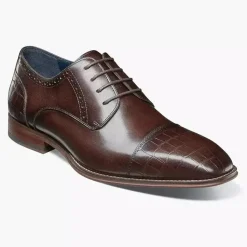 Stacy Adams Penley Men's Brown Leather Cap Toe Oxford Dress Shoes