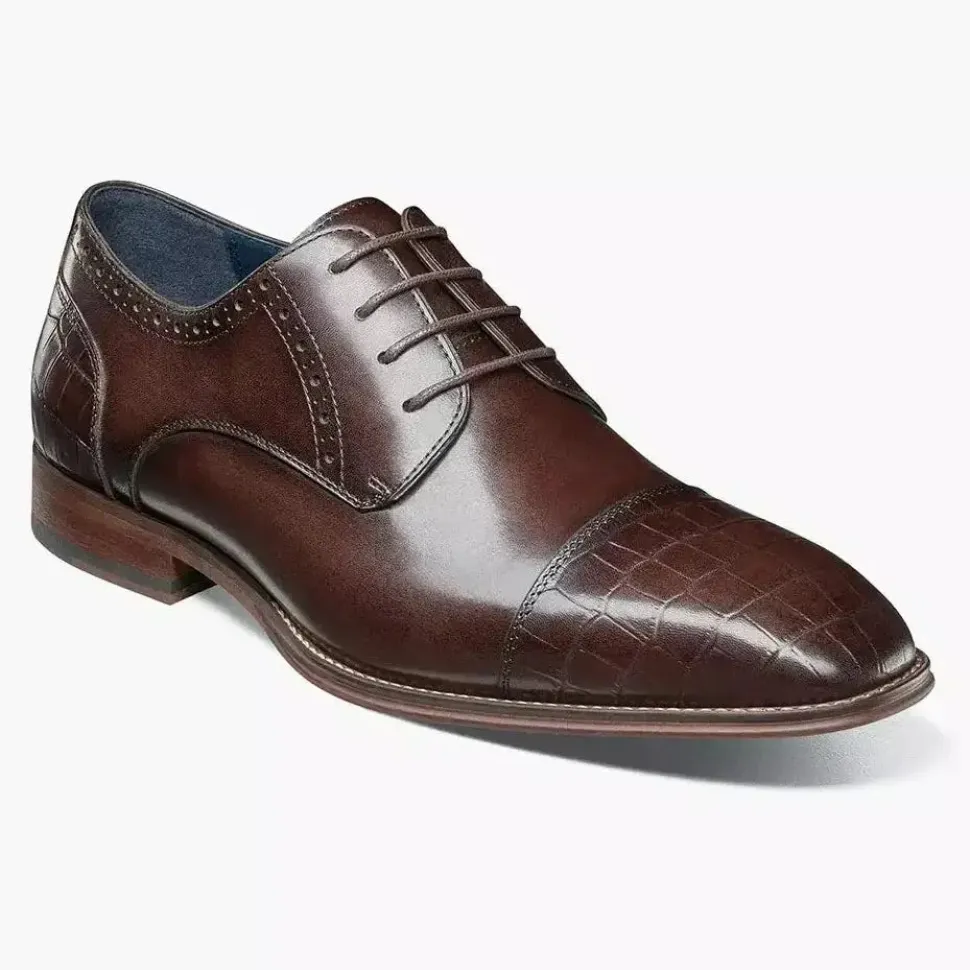 Stacy Adams Penley Men's Brown Leather Cap Toe Oxford Dress Shoes