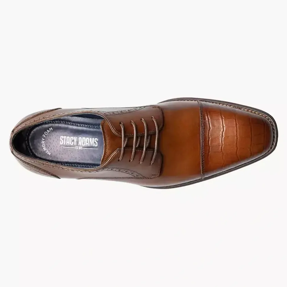 Stacy Adams Penley Men's Cognac Leather Cap Toe Oxford Dress Shoes