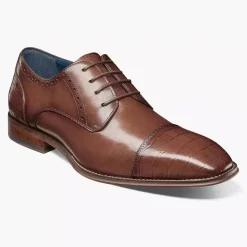 Stacy Adams Penley Men's Cognac Leather Cap Toe Oxford Dress Shoes
