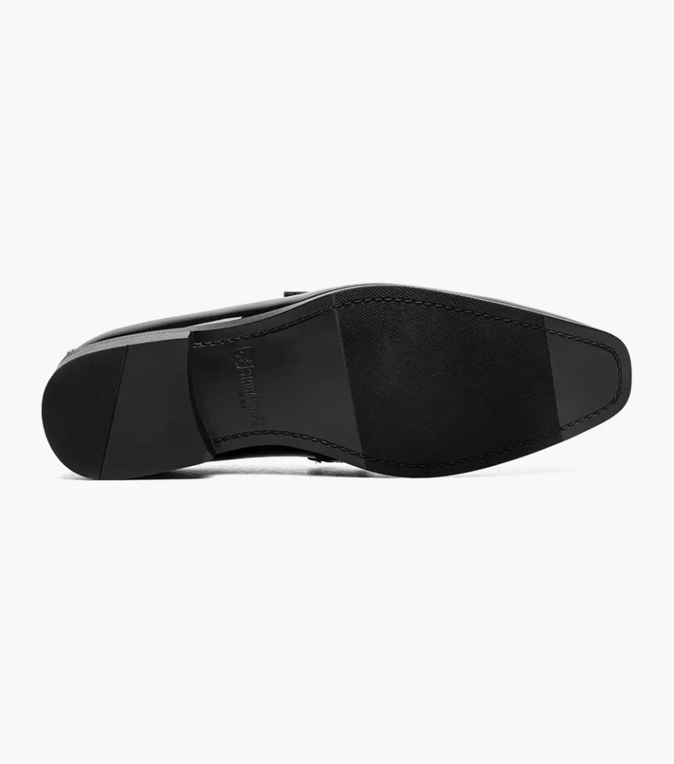 Stacy Adams Spratley Mens Black Slip-on Moc Toe Patent & Velour Dress Shoes
