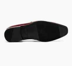 Stacy Adams Spratley Mens Burgundy Slip-on Moc Toe Patent & Velour Dress Shoes