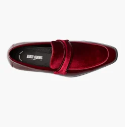 Stacy Adams Spratley Mens Burgundy Slip-on Moc Toe Patent & Velour Dress Shoes
