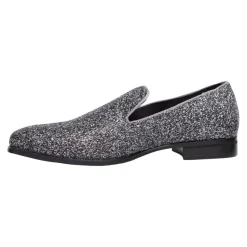 Stacy Adams Swank Silver & Gray Sparkle Slip-on Dress Shoes