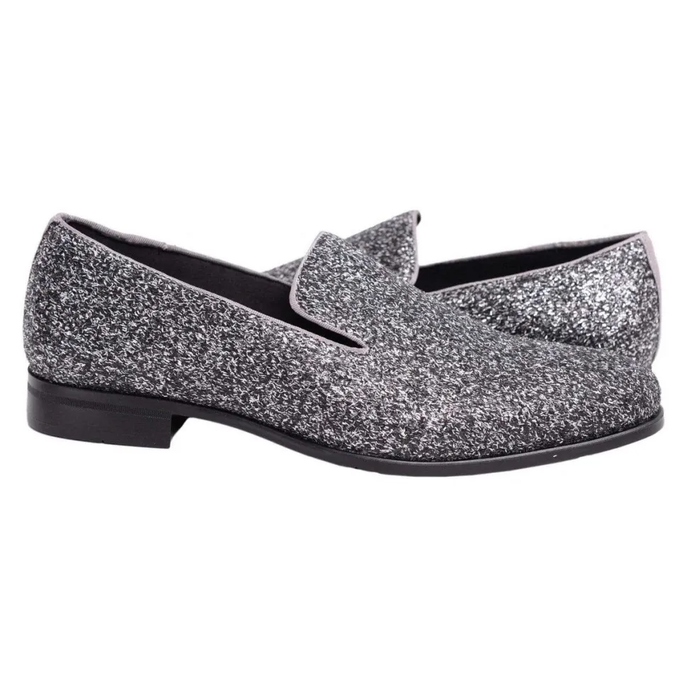 Stacy Adams Swank Silver & Gray Sparkle Slip-on Dress Shoes