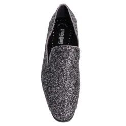 Stacy Adams Swank Silver & Gray Sparkle Slip-on Dress Shoes