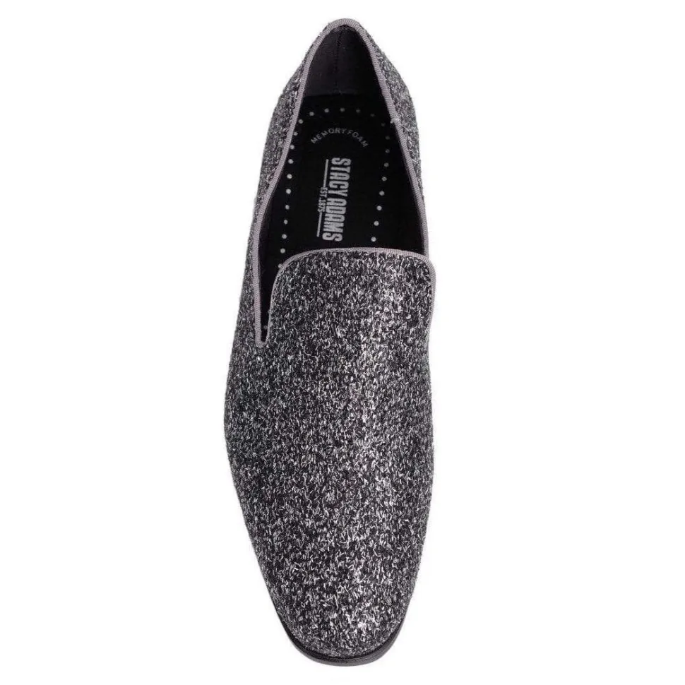 Stacy Adams Swank Silver & Gray Sparkle Slip-on Dress Shoes