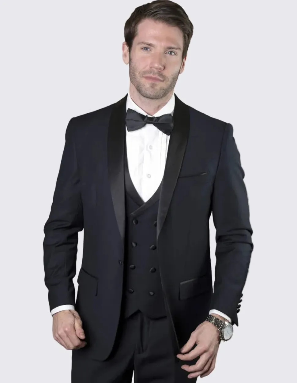 Statement 3 Piece Tuxedo Shawl Lapel - Navy