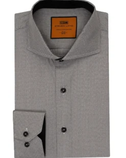 Steven Land Black Micro Check Regular Fit Cutaway Collar Wrinkle & Shrink Free Cotton Dress Shirt