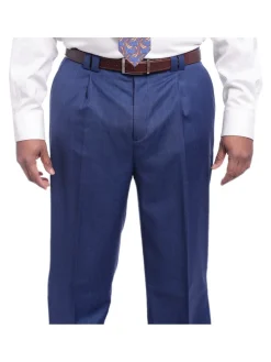 Steven Land Classic Fit Blue Windowpane Plaid Vested Wool Suit
