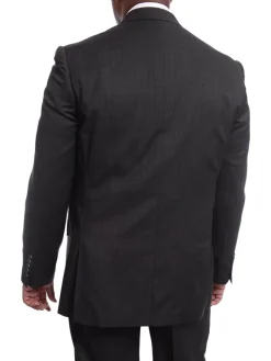 Steven Land Classic Fit Charcoal Gray Check Two Button Wool Suit