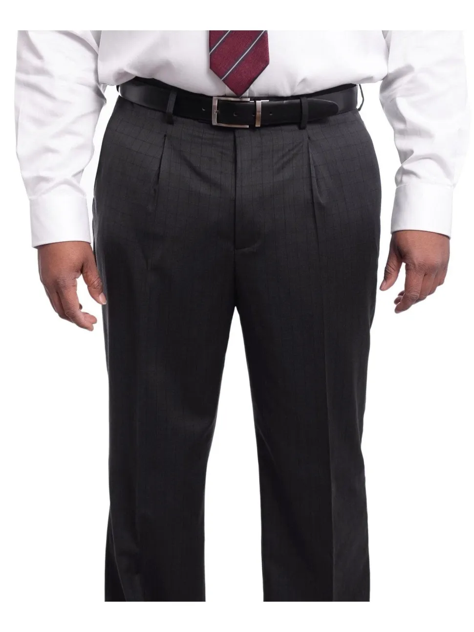 Steven Land Classic Fit Charcoal Gray Check Two Button Wool Suit