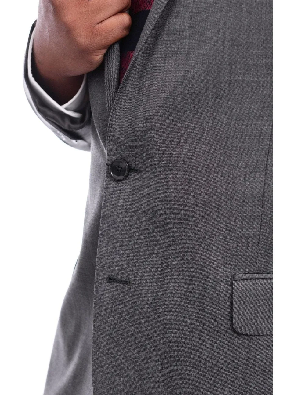 Steven Land Classic Fit Gray Stepweave Two Button Wool Suit