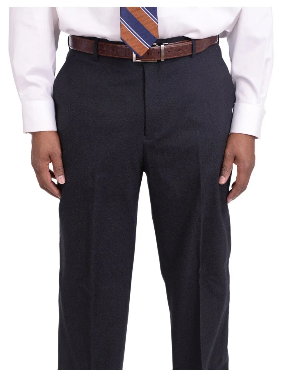 Steven Land Classic Fit Navy Blue Texured Two Button Wool Suit