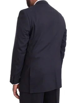 Steven Land Classic Fit Navy Blue Texured Two Button Wool Suit