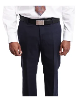 Steven Land Classic Fit Navy Blue Plaid Two Button Wool Suit