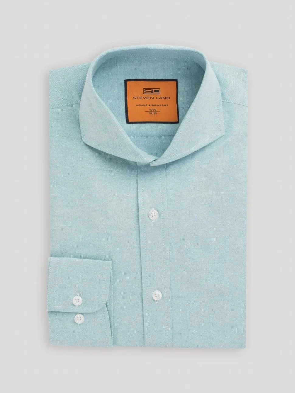 Steven Land Classic Fit Seafoam Green Cotton Blend Cutaway Collar Wrinkle Free Dress Shirt