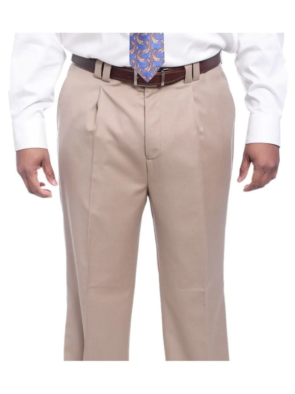 Steven Land Classic Fit Solid Tan Two Button Three Piece Wool Suit