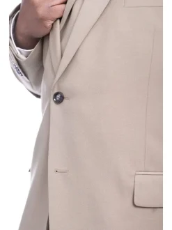 Steven Land Classic Fit Solid Tan Two Button Three Piece Wool Suit