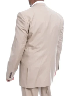 Steven Land Classic Fit Solid Tan Two Button Three Piece Wool Suit