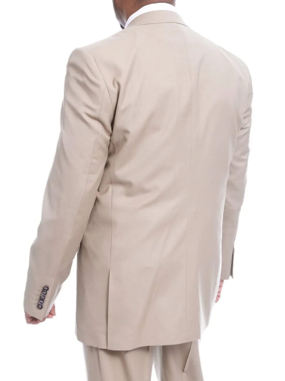 Steven Land Classic Fit Solid Tan Two Button Three Piece Wool Suit