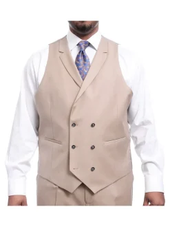 Steven Land Classic Fit Solid Tan Two Button Three Piece Wool Suit