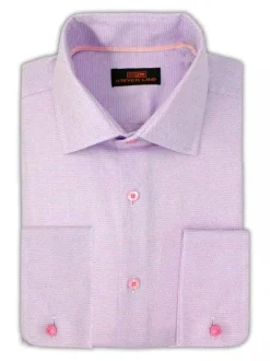 Steven Land 100% Cotton Pink Check French Cuff Classic Fit Dress Shirt