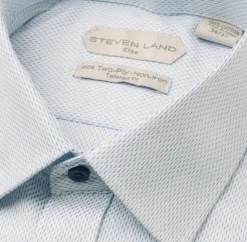 Steven Land Elite Men's Light Blue Textured French Cuff Cotton Dress Shirt