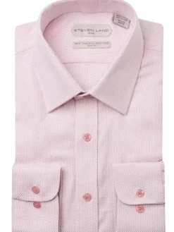 Steven Land Elite Men's Light Pink Textured French Cuff Cotton Dress Shirt