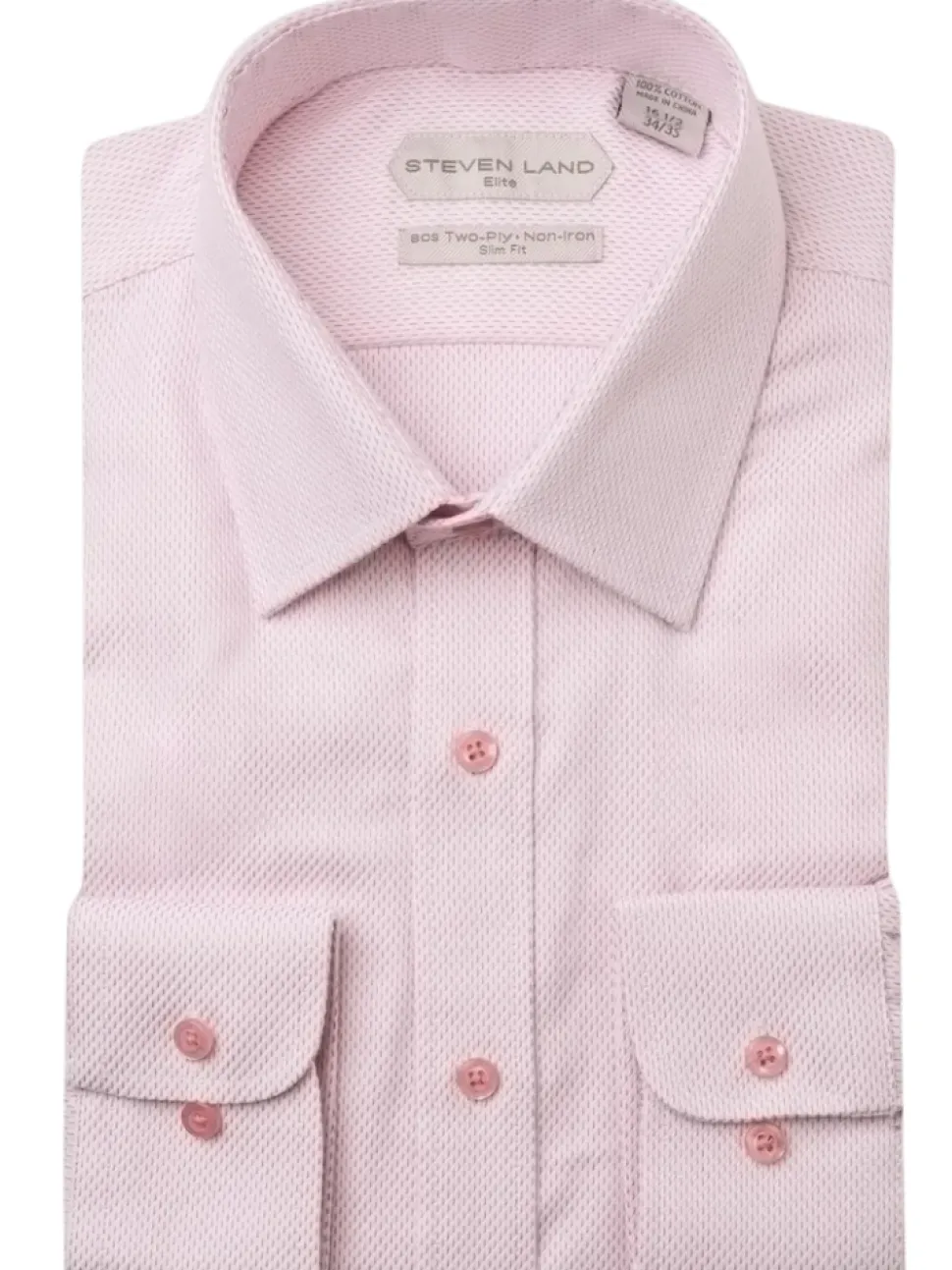 Steven Land Elite Men's Light Pink Textured French Cuff Cotton Dress Shirt