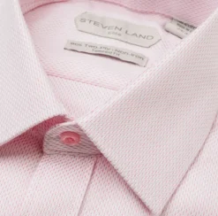 Steven Land Elite Men's Light Pink Textured French Cuff Cotton Dress Shirt