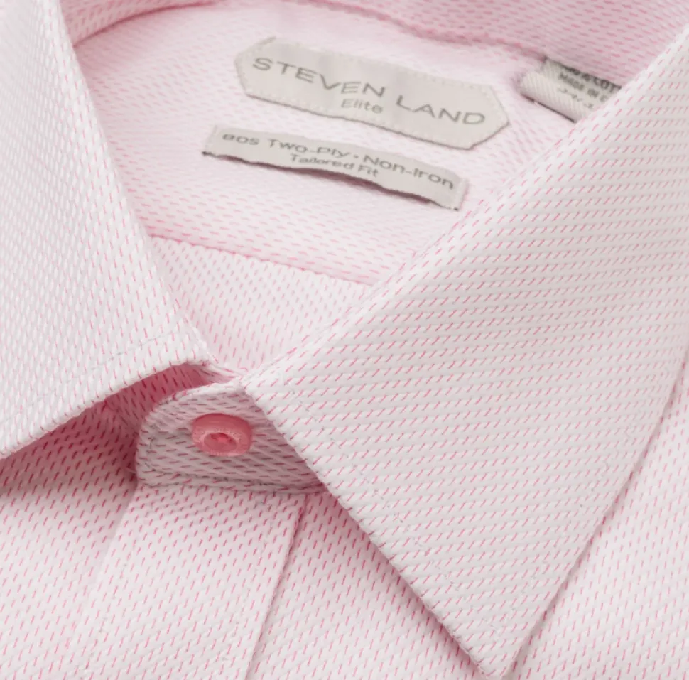 Steven Land Elite Men's Light Pink Textured French Cuff Cotton Dress Shirt