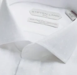 Steven Land Elite Men's White Tonal Dot Cotton Cutaway Collar Dress Shirt