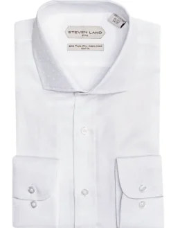 Steven Land Elite Men's White Tonal Dot Cotton Cutaway Collar Dress Shirt