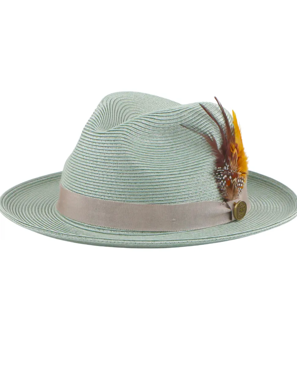 Steven Land Havana Collection Seafoam Woven Straw Fedora Hat
