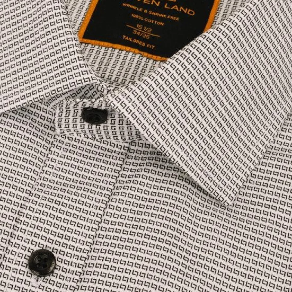 Steven Land Mens Black Check 100% Cotton Spread Collar Dress Shirt