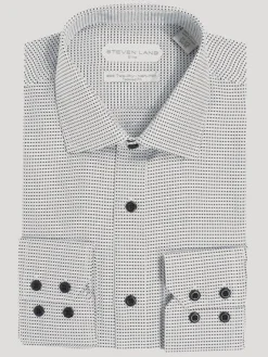 Steven Land Mens Black Check 100% Cotton Non-Iron Dress Shirt