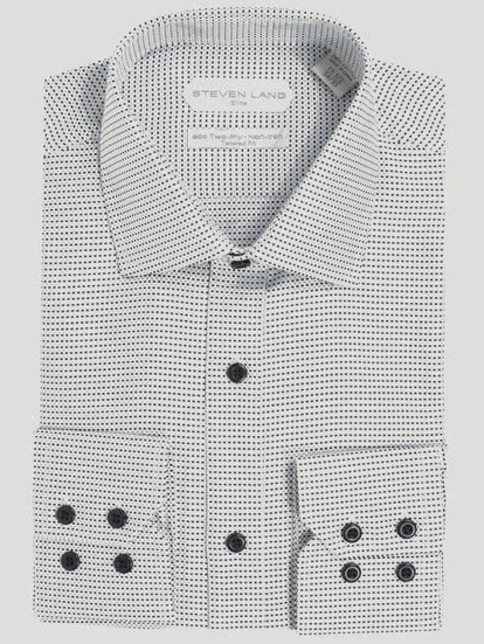 Steven Land Mens Black Check 100% Cotton Non-Iron Dress Shirt