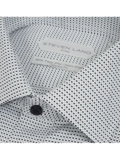 Steven Land Mens Black Check 100% Cotton Non-Iron Dress Shirt