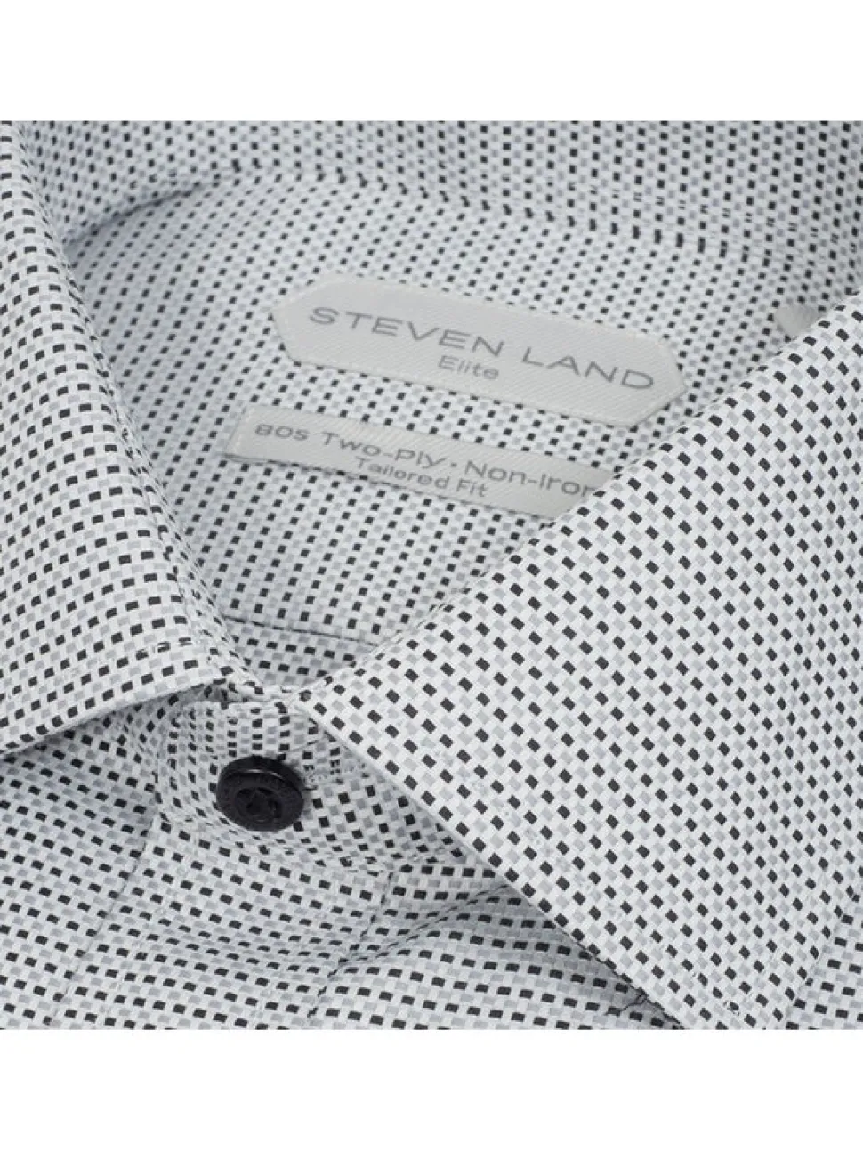Steven Land Mens Black Check 100% Cotton Non-Iron Dress Shirt