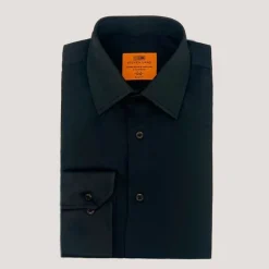 Steven Land Mens Black Slim Fit 4 Way Stretch Spread Collar Dress Shirt