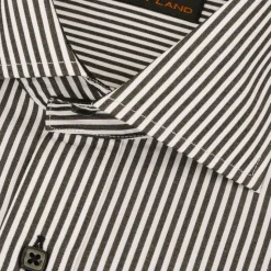 Steven Land Mens Black Striped 100% Cotton French Cuff Cutaway Collar Dress Shirt