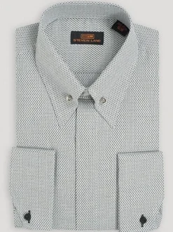 Steven Land Mens Black & White French Cuff 100% Cotton Dress Shirt